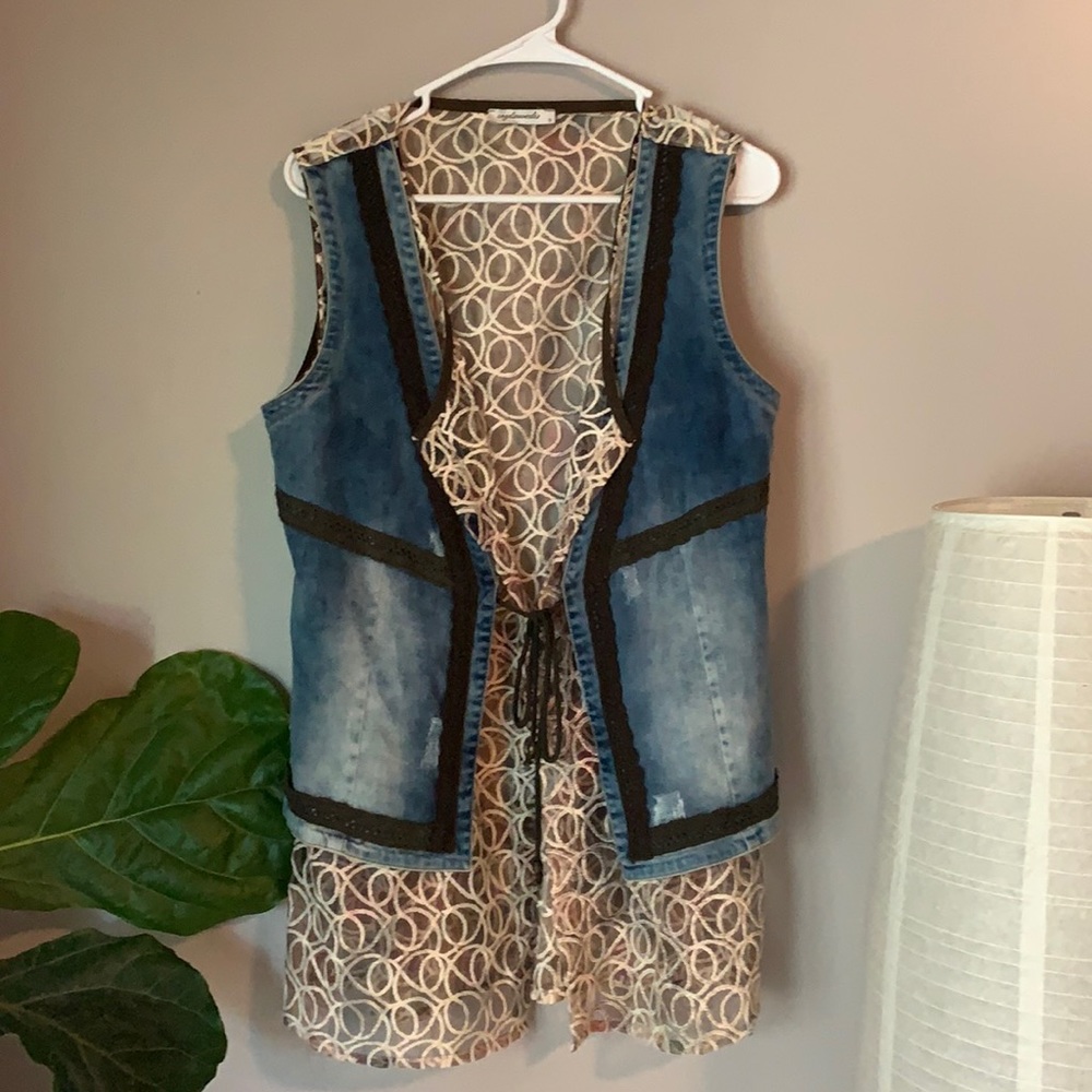 Anthropologie ANGELSNEVERDIE Women’s Festival Denim Western Boho Vest